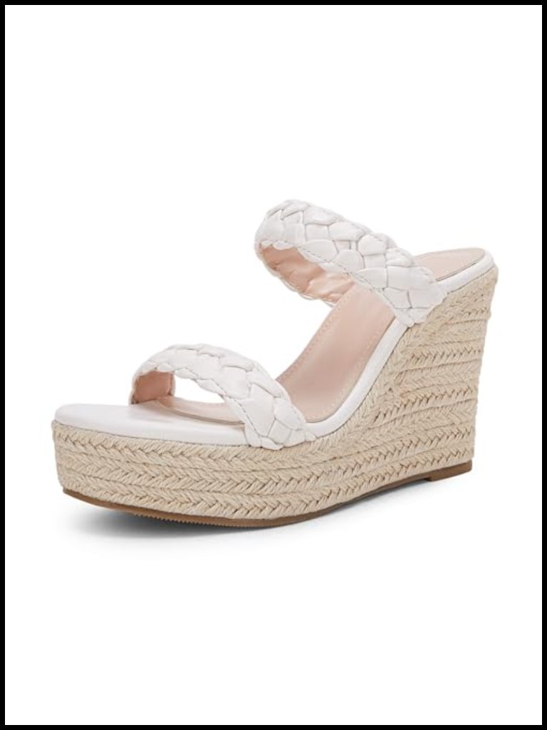 Womens Espadrilles Wedge Platform Sandals Slip On Woven Two Strap Slide